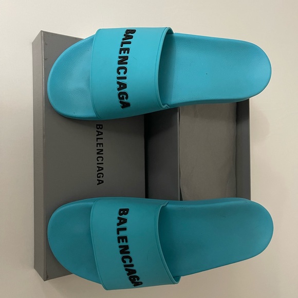 BALENCIAGA MEN POOL SLIDE TURQUOISE 46EU/13US - Picture 3 of 16
